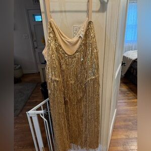 Torrid Gold Fringe Sequin Dress
